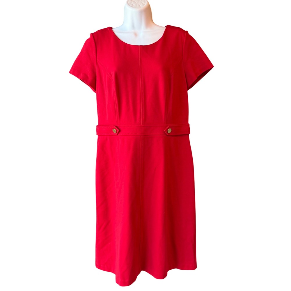 Talbots Red Short Sleeve Sheath Dress Size 6‎ Classic Work Office Career